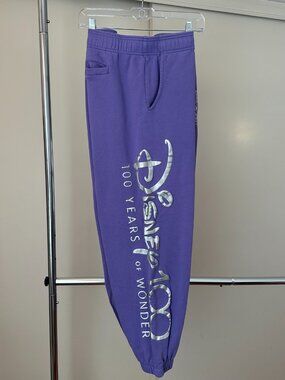 Disney Parks 100 Years Of Wonder Embroidered Purple Sweatpants - Adult Size XL